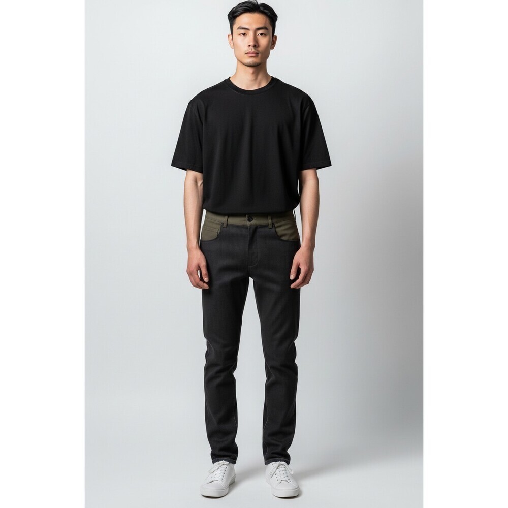 Yang Li 5 Pocket Contrast Trousers Size 46 US 30 S Mens Black Green $635